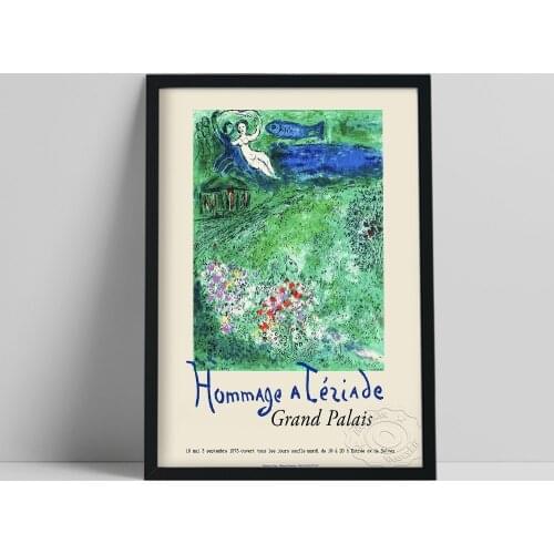 Marc Chagall Vintage Exhibition Print, Chagall The Orchard Hommage A Teriade Grand Palais Poster, Landscape Still Life Decor