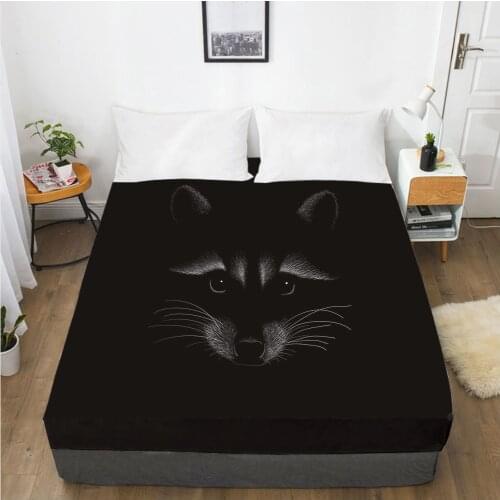 Mattress Cover Fitted Sheet With Elastic Band Bed Sheets Bedding Linens Queen King Size Bedsheet 90/150/160X200CM Black Fox