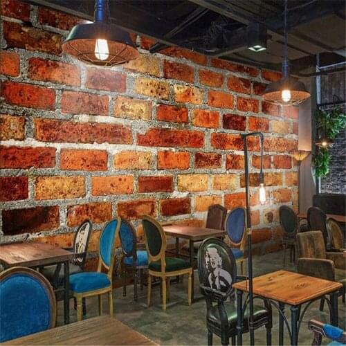 Milofi custom 3D photo wallpaper mural non-woven fabric retro nostalgic red brick wall wallpaper TV living room background wall