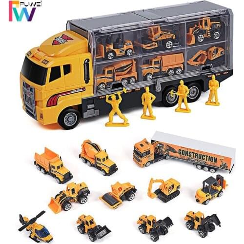 Fire Truck Alloy Toys Engineering Vehicles Diecast Container Truck 1:64 Scale Alloy Model Car Childrens Birthday Gift Boy Toys