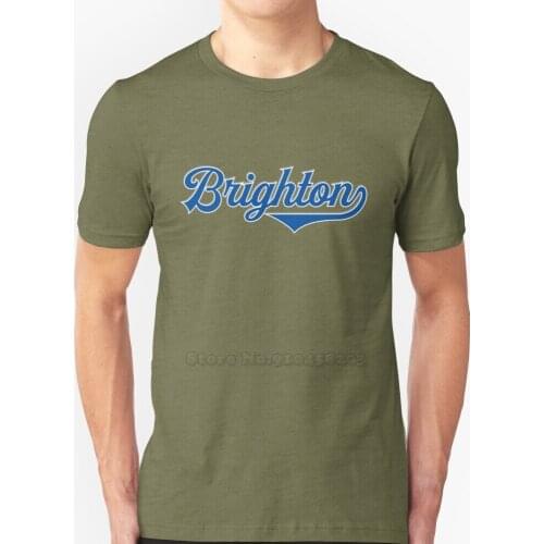 Brighton England - Vintage Sports Typography T-Shirts Pure Cotton O-Neck T Shirt Men Brighton England English City Blue White