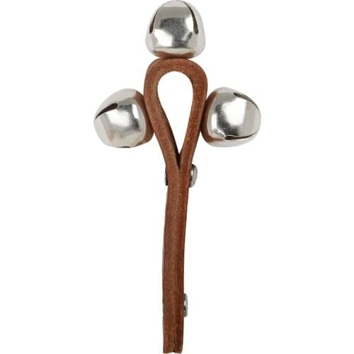 Muslady Handle Bell Shaker Handbell Stick Percussion Musical Toy with 3 Jingle Bells for Children