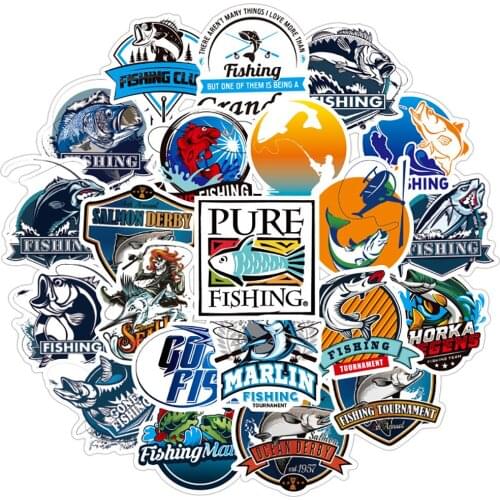 10/30/50PCS Mixed Fishing Stickers DIY Skateboard Fridge Guitar Laptop Motorcycle Travel Luggage Classic Toy Waterproof Stickers