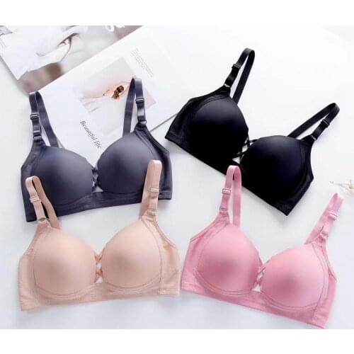 New Lingerie Thin Solid Color No Steel Ring Side Collection Sexy Cross Bra Comfortable Dry Smooth And Push Up Underwear