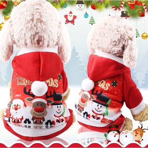 New Pet Dog Coat Christmas Santa Claus Costume Dog Clothes Winter Puppy Holiday Apparel Outfit Dog Party Dress Up Hoodi