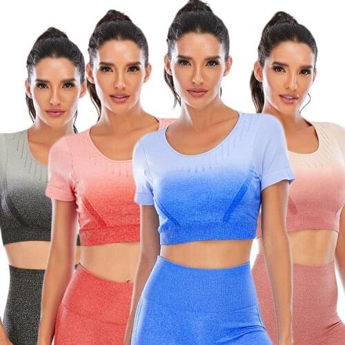 Ins autumn and winter new yoga suit knitted seamless fitness suit hanging dye gradient hip lifting Yoga Pants sports short V077