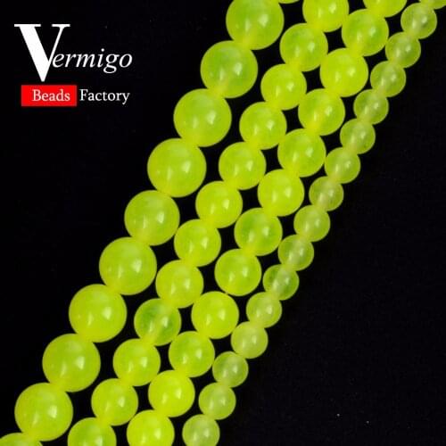 Wholesale Natural Stone Beads Smooth Green Chalcedony Jades Round Loose Beads For Jewerlry Making 6mm-12mm Diy Bracelet 15"
