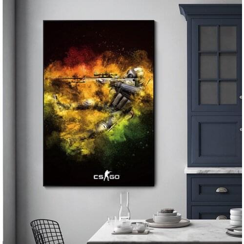 Popular Online Games CSgo Hight Oil Painting on Canvas Posters and Prints Cuadros Wall Art Pictures For Gamer Room Decor