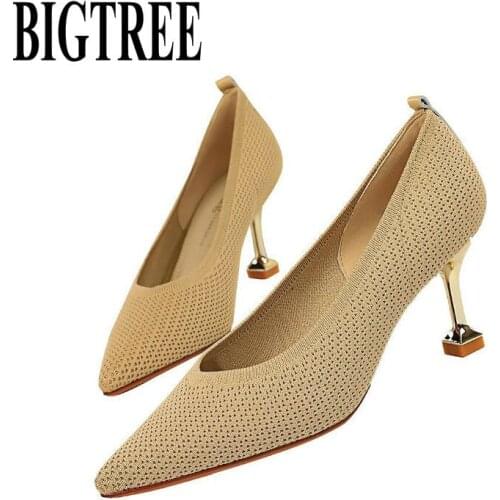 BIGTREE 2020 New Fashion Women‘s Pumps V-shaped Pointed Toe High Heels Ladies Shallow High Heels Outside Shoes Party Women Shoes