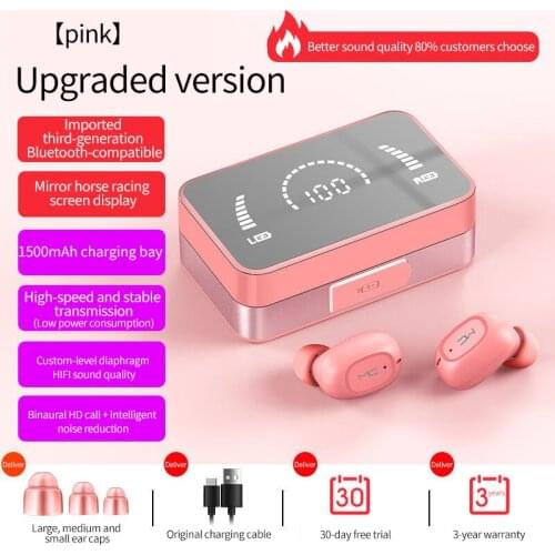 TWS Wireless Bluetooth Headphones HD Mirror LED Screen Earphones with Charging Box 9D Stereo Sports Waterproof Earbud Headsets