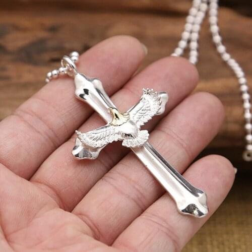 S925 Sterling Silver Jewelry Simple Light Silver Takahashi Goro Feather Cross Eagle Male And Female Pendants