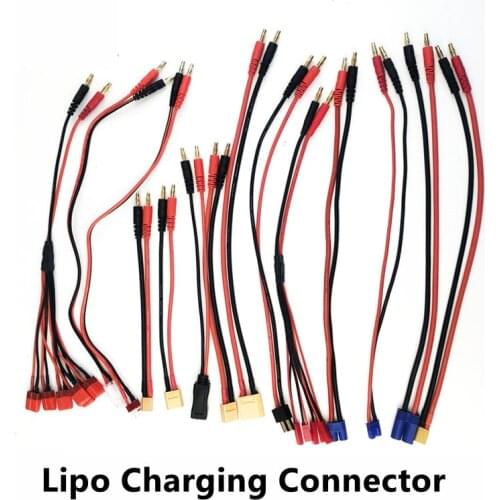 Lipo Battery Plug Adapter Cable Wire Charging Connector 4.0mm Banana T XT60 EC2 EC3 EC5 JST Tamiya for 1S 2S 3S 4S 5S 6S Battery