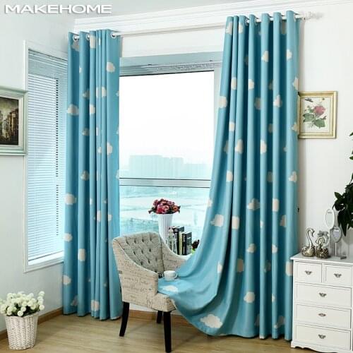 MAKEHOME Cartoon White Clouds Blackout Curtains for kids Bedroom Living room Window Treatment Baby Boys Curtains Blinds Drapes