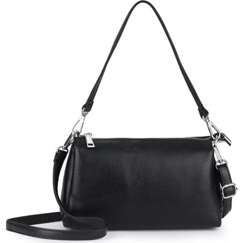 Premium 100% Cowhide Leather Women Messenger Bag European And American Style Girls' Handbag Large Capacity Female Cross-body Bag
