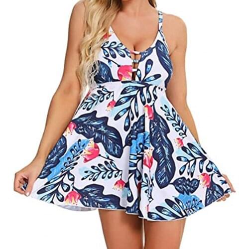 Women Two Pieces Printing Push Up Padded Bikini Set Top Tummy Control Boyshorts Bathing Suit Swimsuit Spaghetti Strap Swimwear
