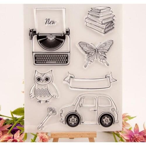 1pc Car Owl Transparent Seal Clear Silicone Stamp Cutting DIY Scrapbooking Rubber Coloring Embossing Decor Reusable 15.5*20.5cm