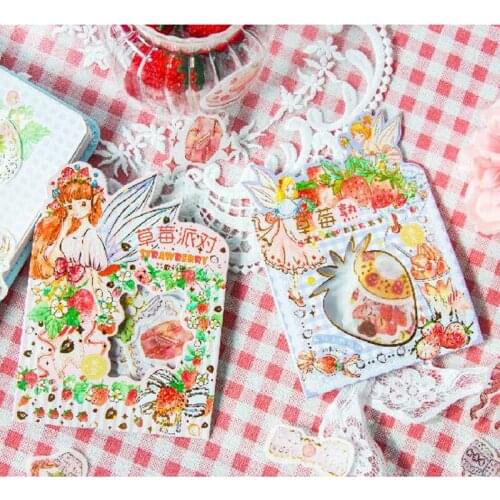 1 Pack (40 pcs) Elves Strawberry Party Hand Account Photo Album Decoration Sticker Label