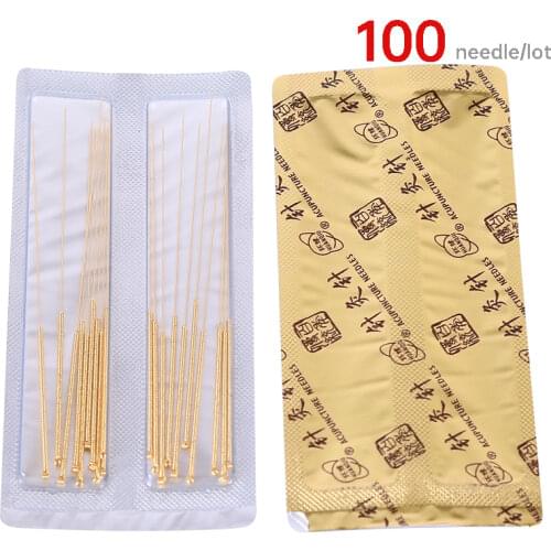 100pcs Cloud Dragon golden Acupuncture Needles individual package (Gold Painted Needles)