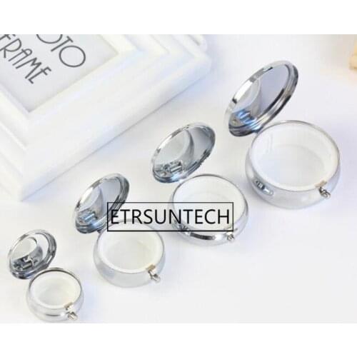 100pcs Metal Round Silver Pill Case Holder Small Candy Case Tablet Pill Boxes Container Medicine Organizer