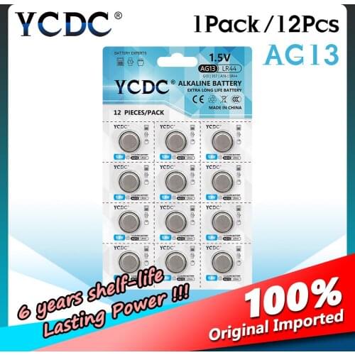 12pcs/Card A76 GPA76 LR44 AG13 LR44 SR44 battery LR44 357 AG13 L1154 for toy watch remote control car key