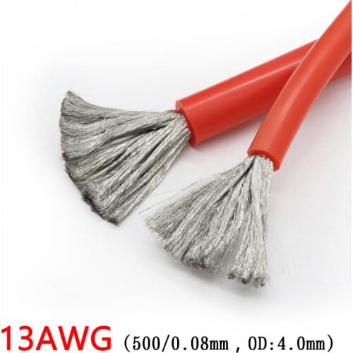 13AWG Silicone Gel Rubber Wire OD 4mm Flexible Cable High Temperature Insulated Copper Ultra Soft Electron DIY Line Colorful