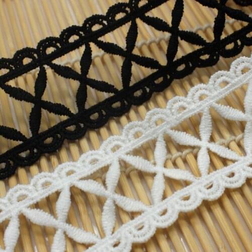 15yards Black White cotton lace DIY garment water soluble lace cotton lace accessories 3.3cm width