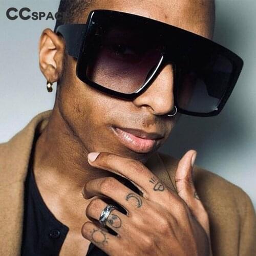 49145 Oversized Chain Square Goggle Sunglasses Men Women Fashion Shades UV400 Vintage Glasses