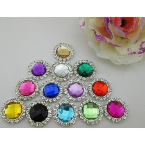 5pcs 13 colors Acrylic flatback Rhinestone Craft Button Sewing(17mm)