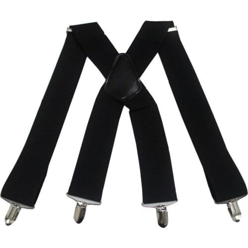 5cm Width High Elastic Adjustable Men Suspenders 4 Alloy Strong Clips Solid Color Womens Pants Braces Straps Hot Design
