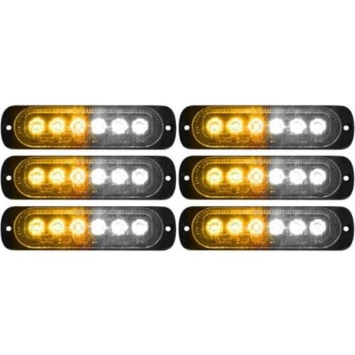 6x white yellow truck 6LED flash emergency light 12-24 V