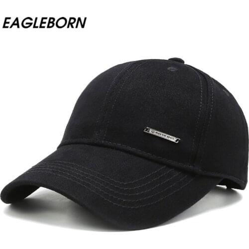 EAGLEBORN New 100% Cotton Men Baseball Cap High Quality Peaked Cap Spring Summer Hat Outdoor Black Solid Sports Baseball Cap Men