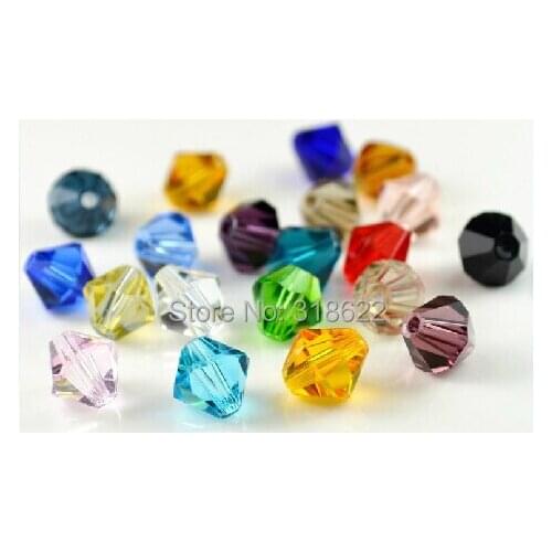2015 New Free shipping wholesale Grade AAA 3mm 4mm glass crystal Bicone Beads 1000pcs/lot Mixed colors DIY Jewelry Making Beads