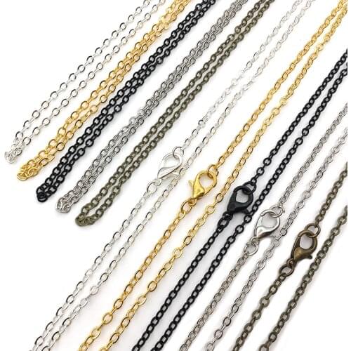 10pcs/Lot Womens Fashion 2.5mm Metal Lobster Clasps Necklace Chains for DIY Jewelry Making Findings Supplies Wholesale
