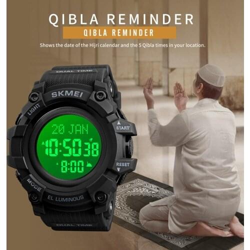 2020 skmei 1680 sport digital watches qibla time reminder religious day bookmark chrono male gift clock relogio masculino