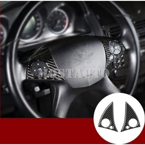 For Benz E Class W212 Coupe W207 C207 Carbon Fiber Steering Wheel Button Cover 2009-2011 2pcs Car Accessories Interior Car Decor
