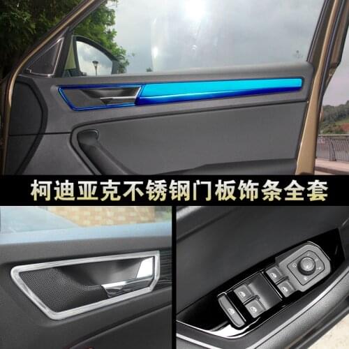 For Skoda Kodiaq 2018-2019 High-quality stainless steel Chrome Interior Inside Door Handle Holder Cover Car Styling Accessorie