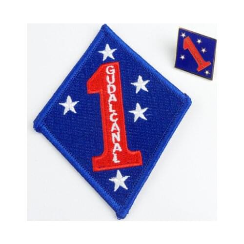 Two US Marine Corps Usmc 1st Marine Division Metal Badge Pin & Patch Military armyshop2008