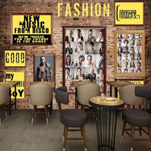 Photo wallpaper Europe fashion brick wall painting mural coffee shop clothing store background wallpaper Restaurant mural