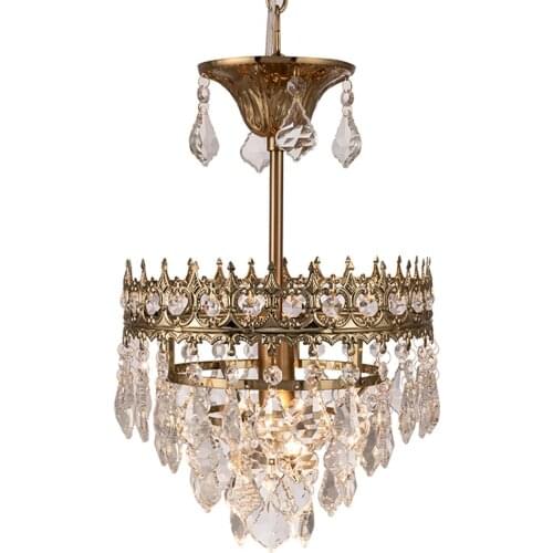 Italian Vintage Crystal Glass Golden Chandelier Living Room Dining Bedroom Classical Small Pendant Ceiling E14 Lamps Home Decor