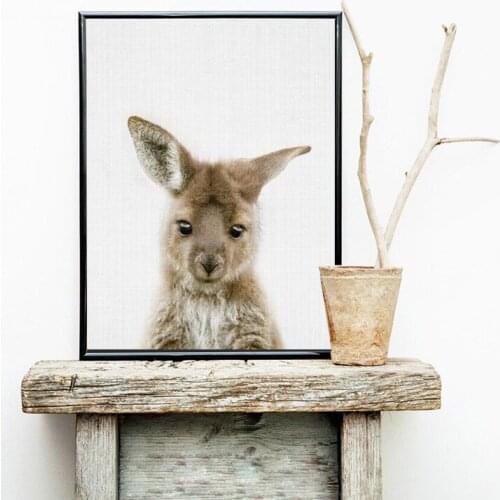 Kangaroo Australian Animal Canvas Prints Nursery Wall Art Painting Cute Baby Animals Joey Nordic Picture Home Kids Room Decor