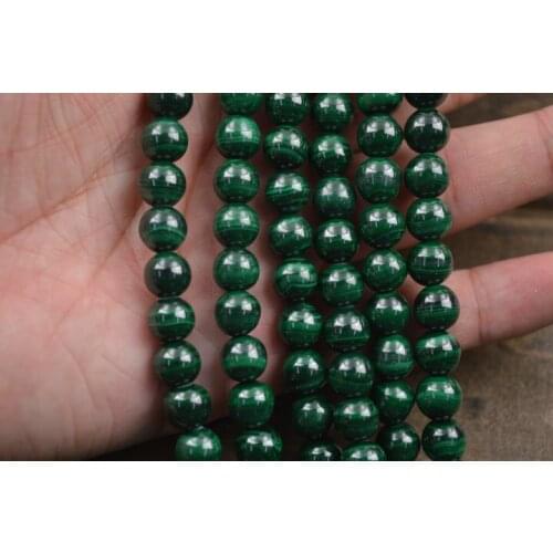 Grade AA Quality 100% Natural Malachite Strand Beads 16'' Green 8mm Round Beads 2pc/lot