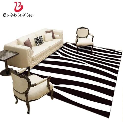 Bubble Kiss Home Decor Carpet American Style Carpet Black White Striped Geometric Pattern Carpet Boy Room Bedroom Decor Area Rug