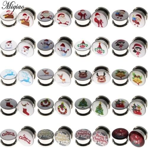 Miqiao 316L Stainless Steel Piercing Jewelry Ear Gauges Ear Stretchers Expander 4-25mm Christmas Piercing Jewelry NEW