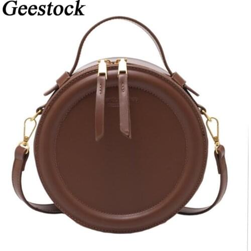 Geestock Fashion Small Round Bag Women Luxury Quality Shoulder Bags Designer Handbag Female Zipper Purse