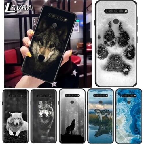 Fashion Black Wolf for LG G8 G8S G8X V30 V35 V40 V50 V60 ThinQ Q60 K40 K50 K30 K41 K51 K61 K71 K92 Black Phone Case