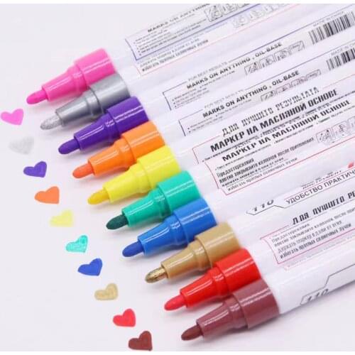 12 Color Paint Markers Set White Pen Waterproof Quick-Drying CarFix Care Tyre Tire Touch-Up Tread CD MetallicGlass Permanent