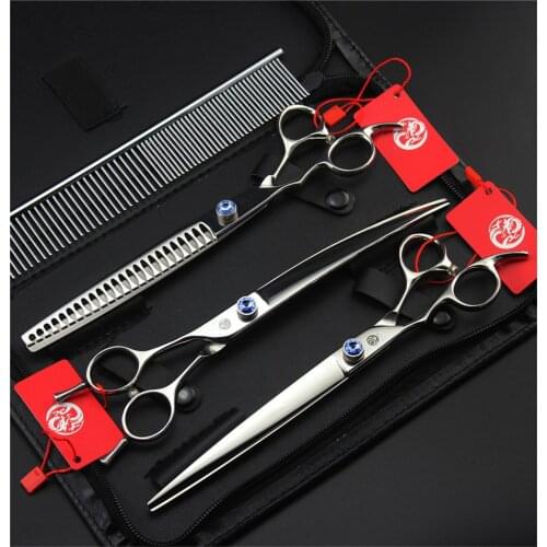 7 8 inch Professional Pet Scissors Set Left-Handed JP440C Hair Cutting Thinning Curved Shears Left Hand Dog Grooming Scissors