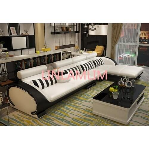 Living Room Sofa set corner sofa cup holder real genuine cow leather sectional sofas minimalist muebles de sala moveis para casa