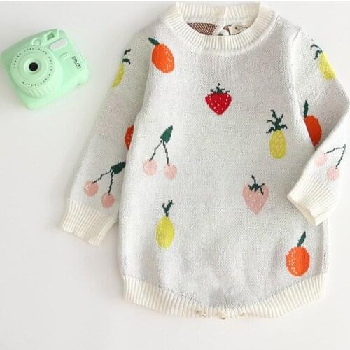 Autumn 2020 Baby Knitted Romper Female Baby Pure Cotton Double Jacquard Fruit Kids Baby Boy Girl Sweater Clothes Baby Clothing
