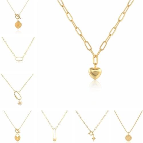 BOAKO Golden Heart 925 Sterling Silver Necklace For Women Necklace Charms Chains Fine Jewelry Choker Charm Bijoux Femme